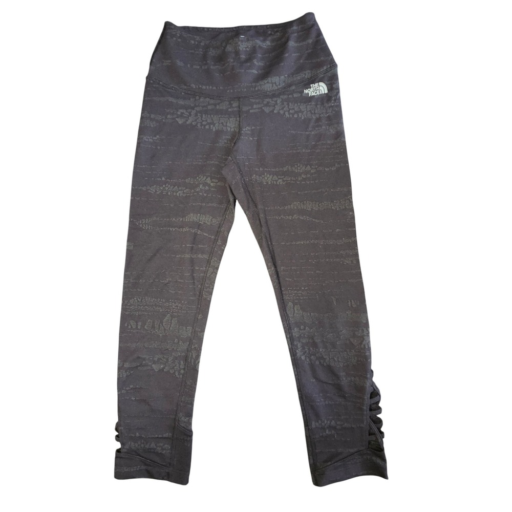 The North Face Womens FlashDry Black Tonal Stripe Lattice Ankle Leggings Size M